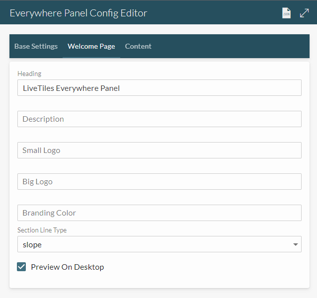 Everywhere Panel Manager GUI edit Welcome Page tab